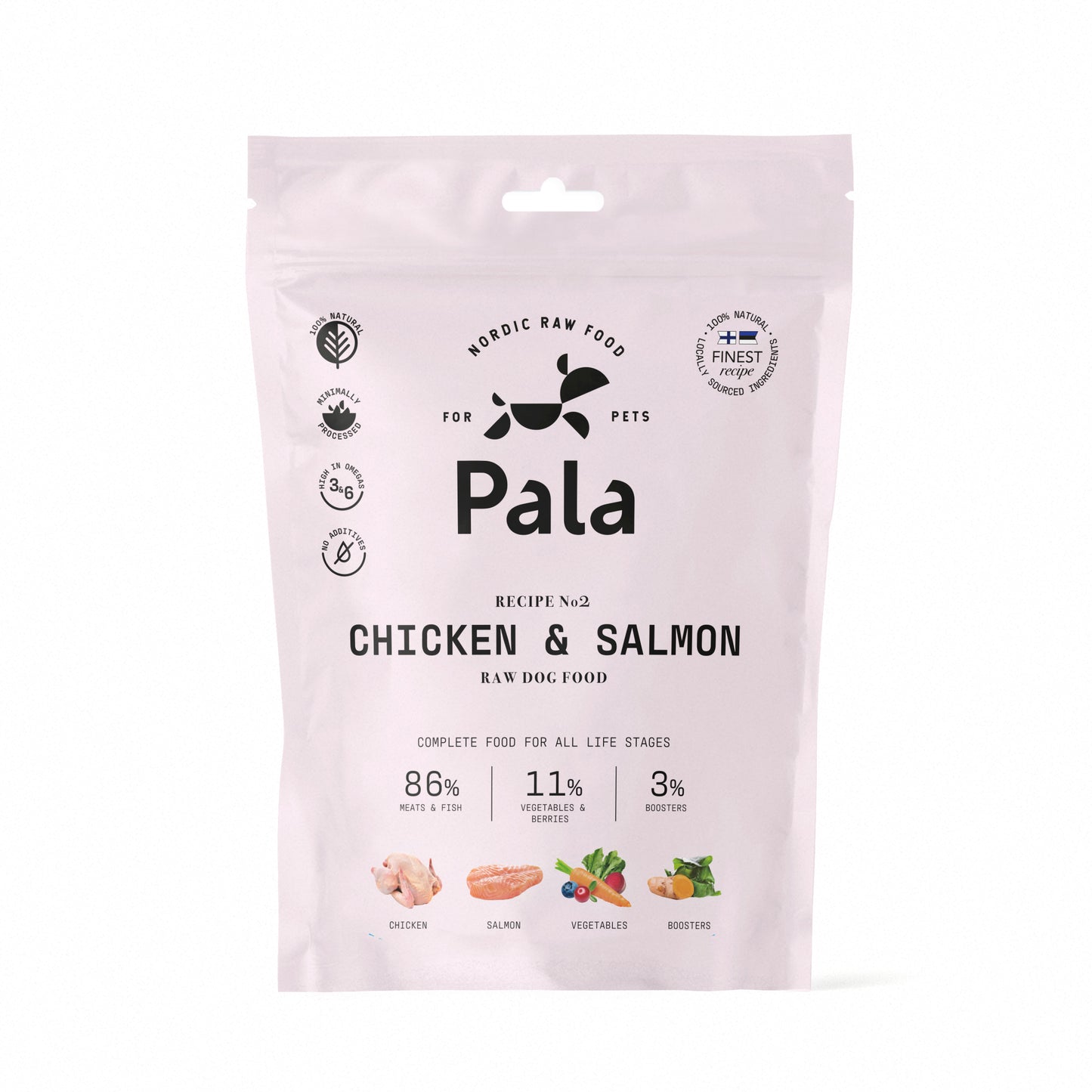 Complete food with chicken and salmon