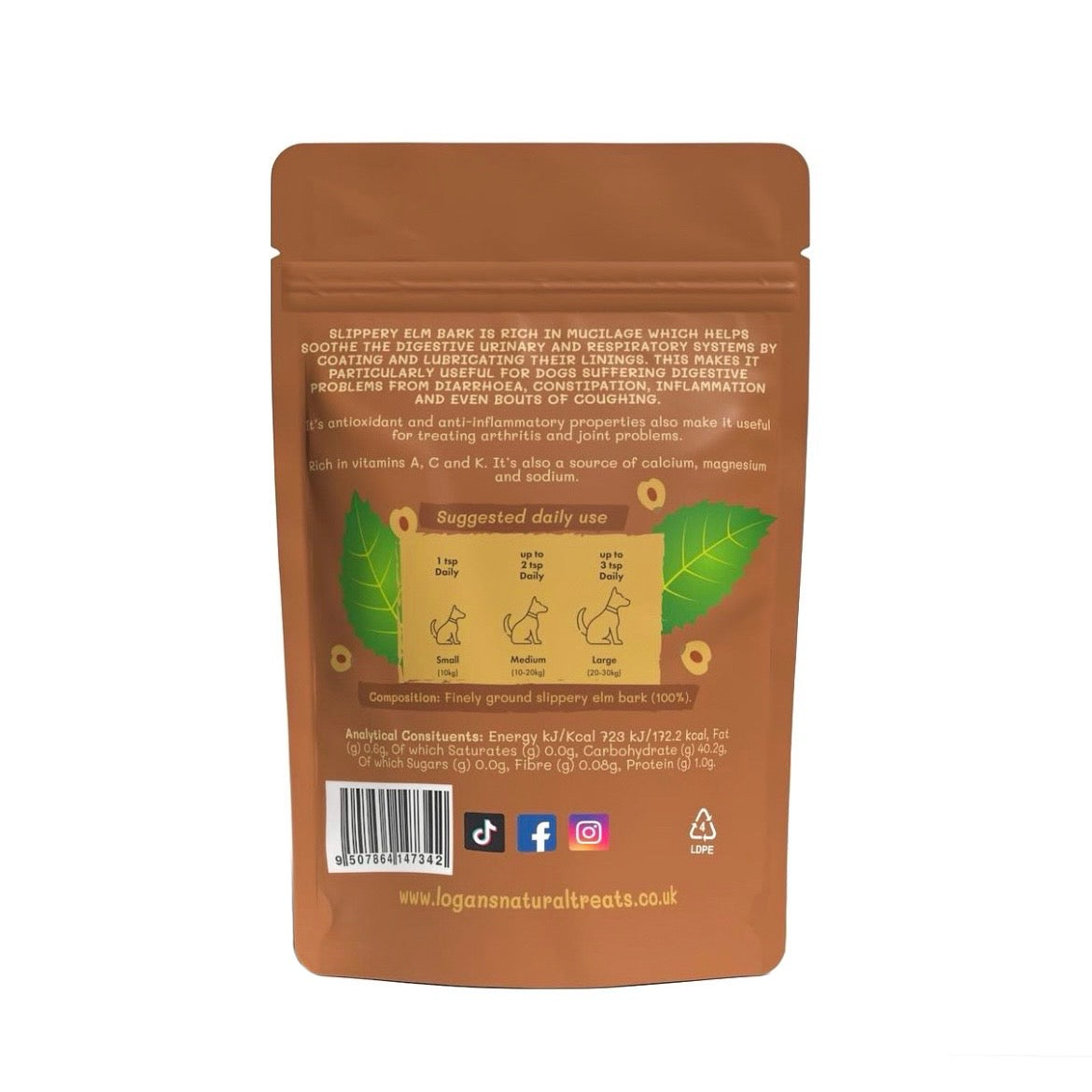 Slippery elm bark powder