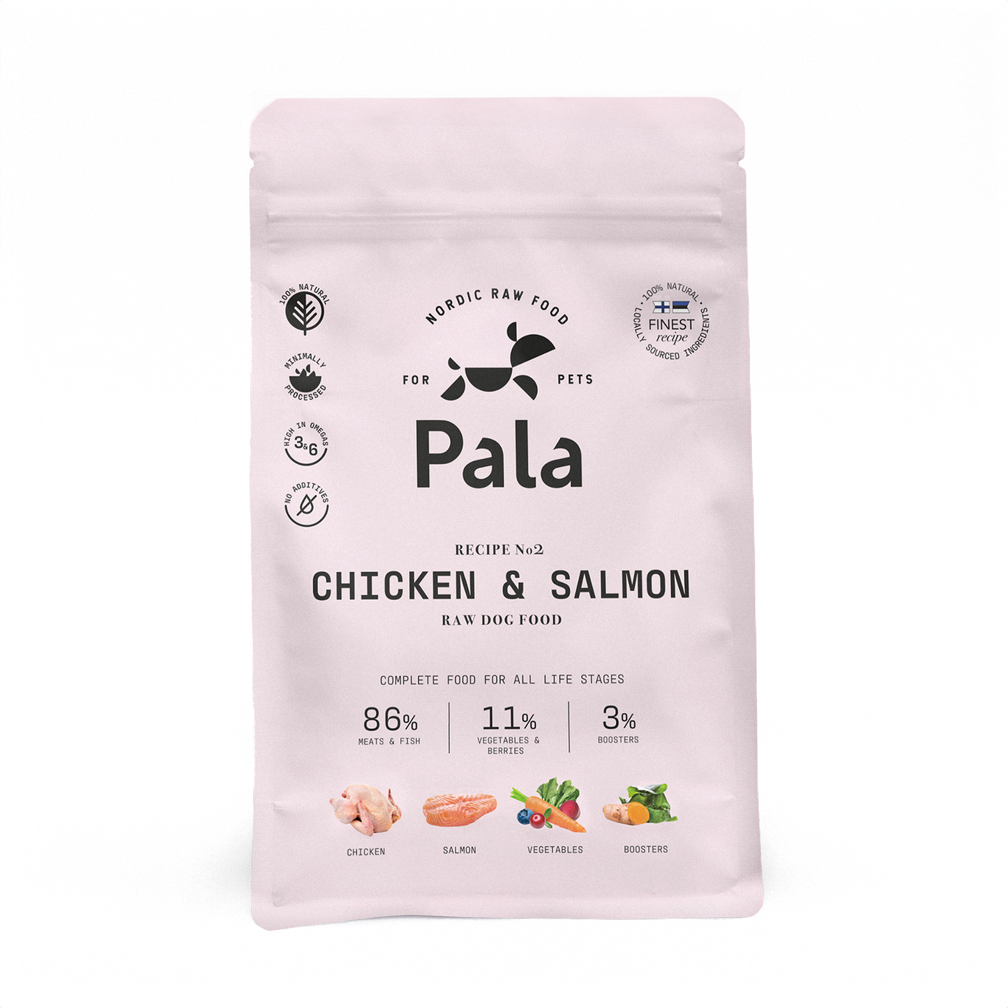 Complete food with chicken and salmon