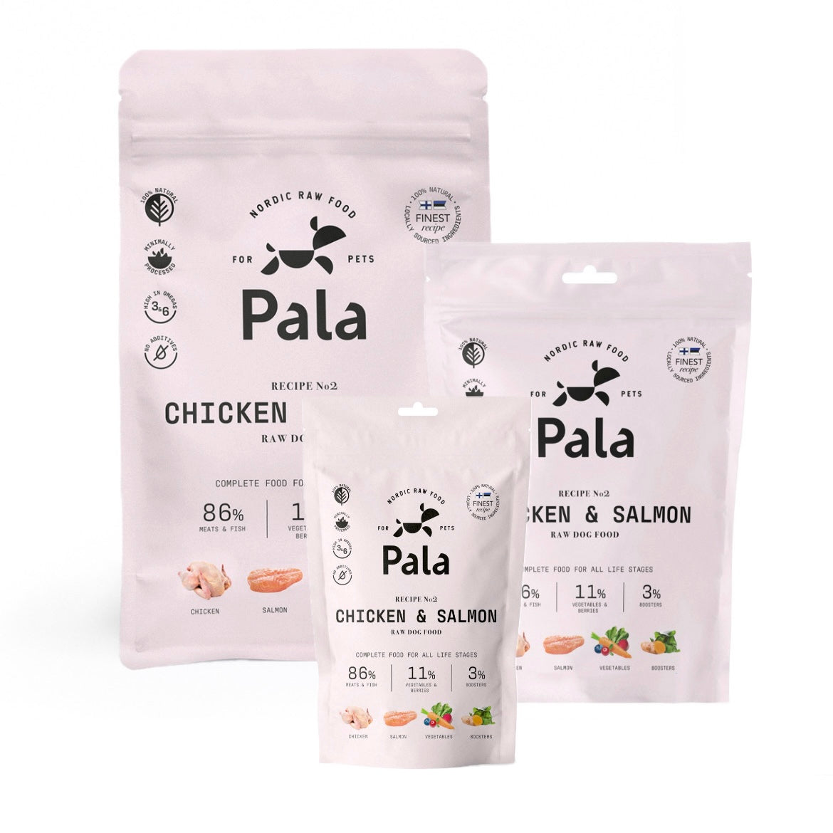Complete food with chicken and salmon