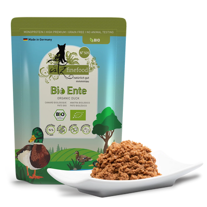 Økologisk våtfôr av and | til katt