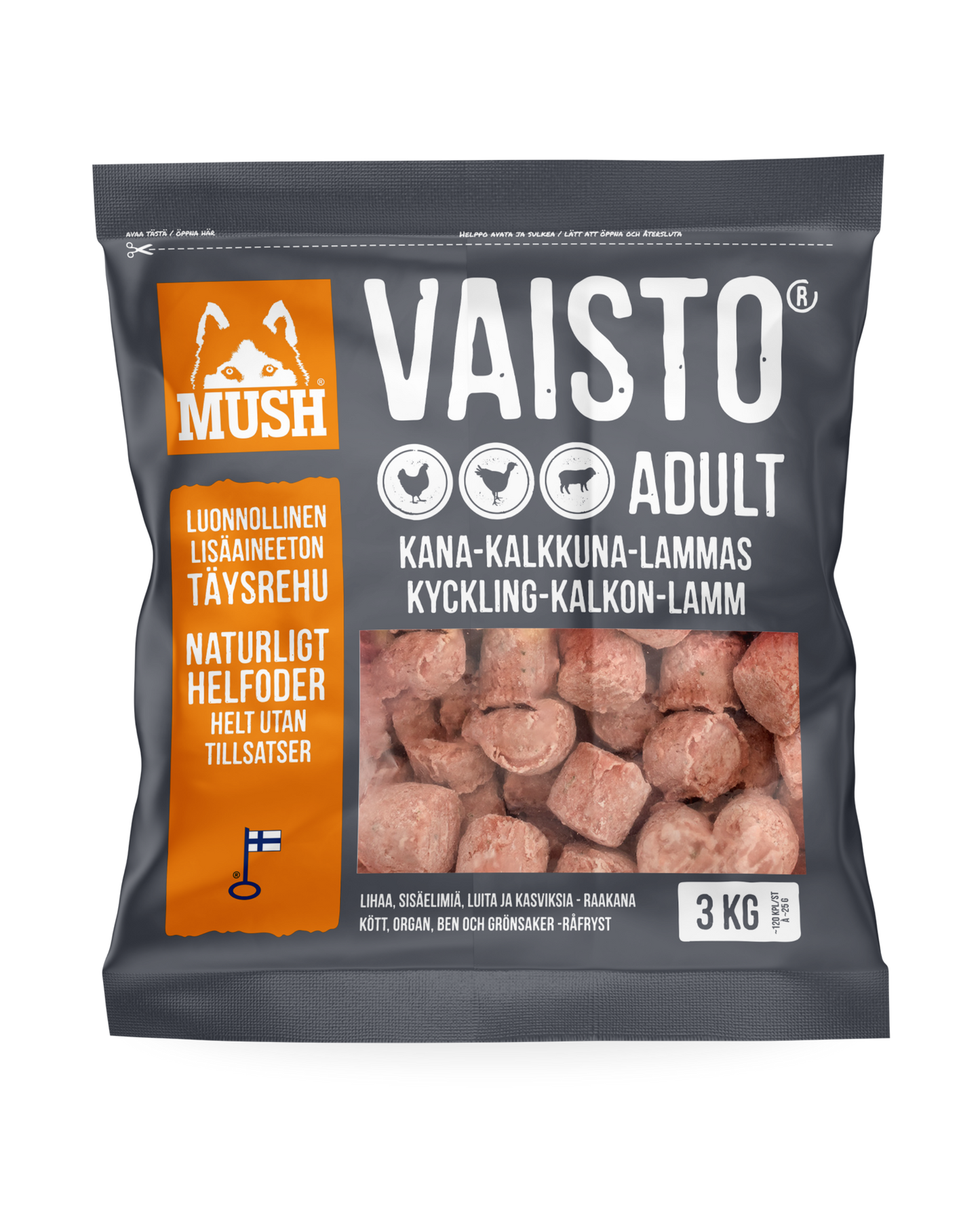 Frozen complete feed of chicken, turkey, and lamb | dog