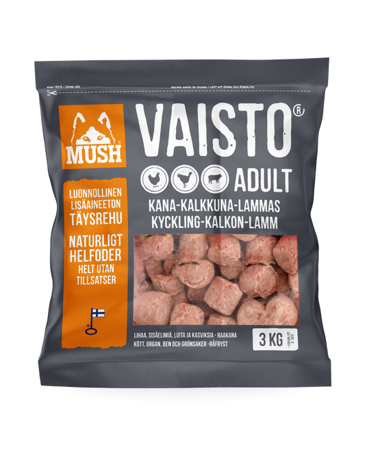Frozen complete feed of chicken, turkey, and lamb | dog