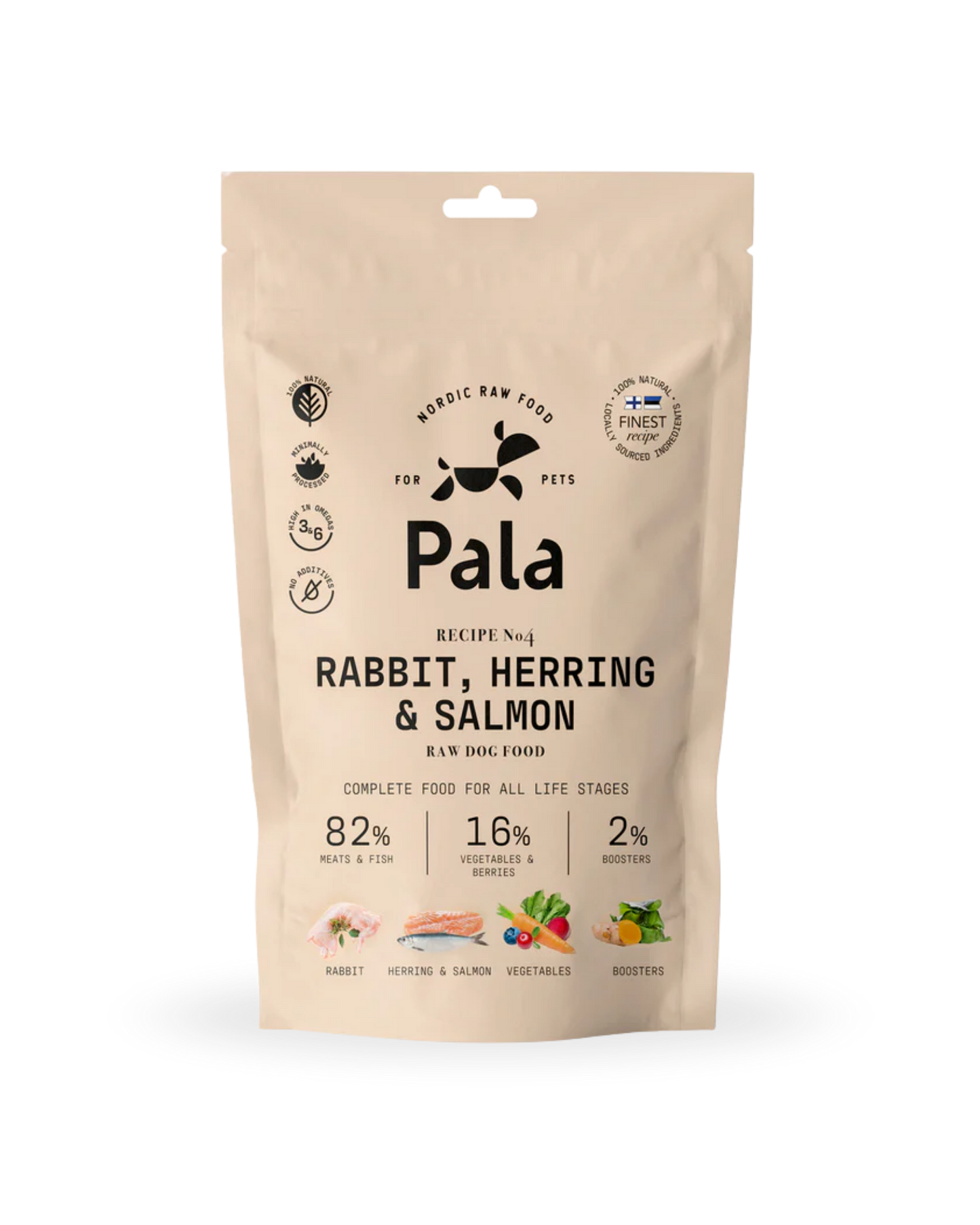 Complete food with rabbit, herring and salmon