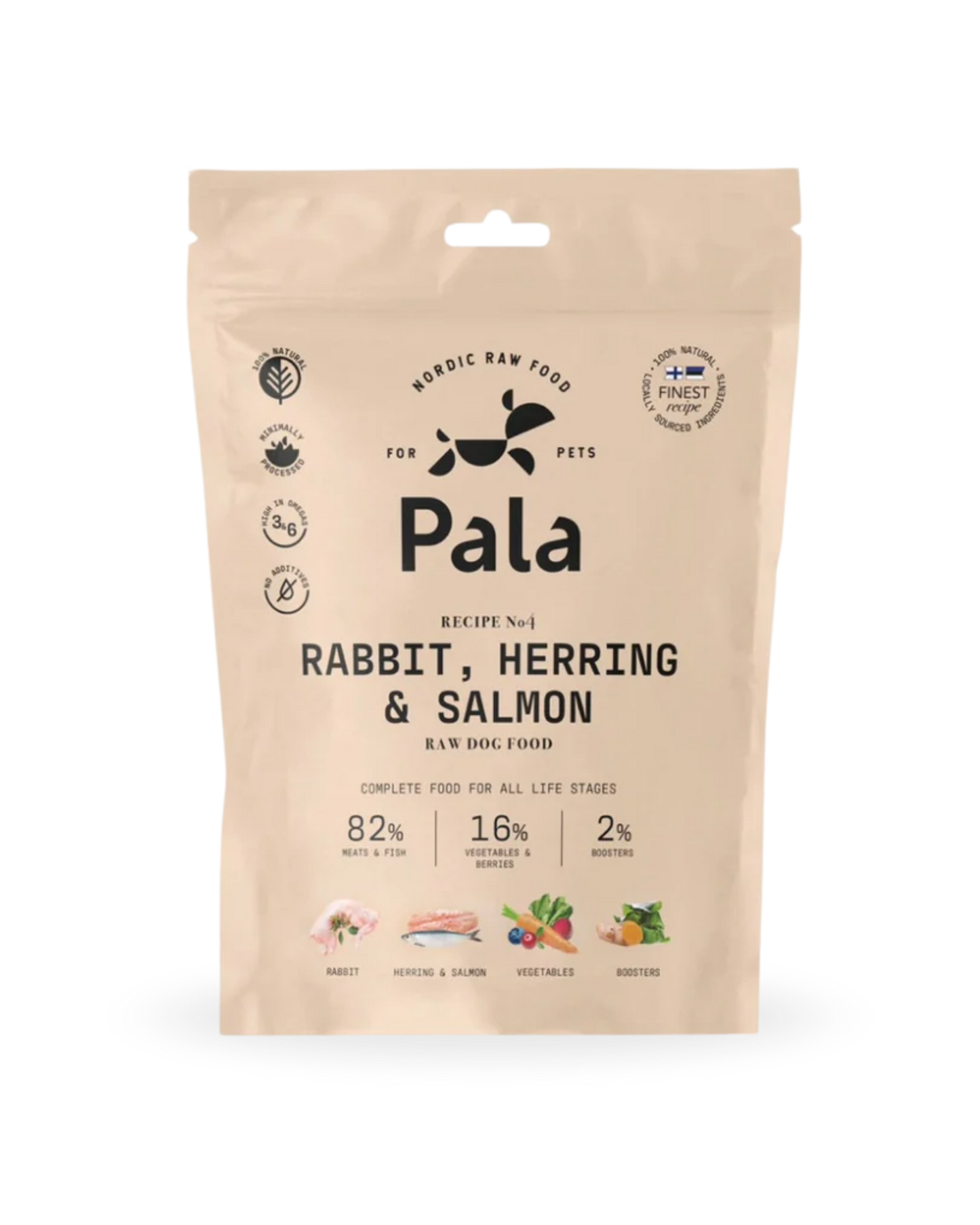 Complete food with rabbit, herring and salmon