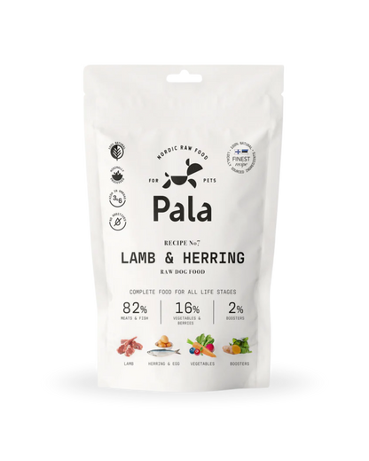 Complete food with lamb and herring