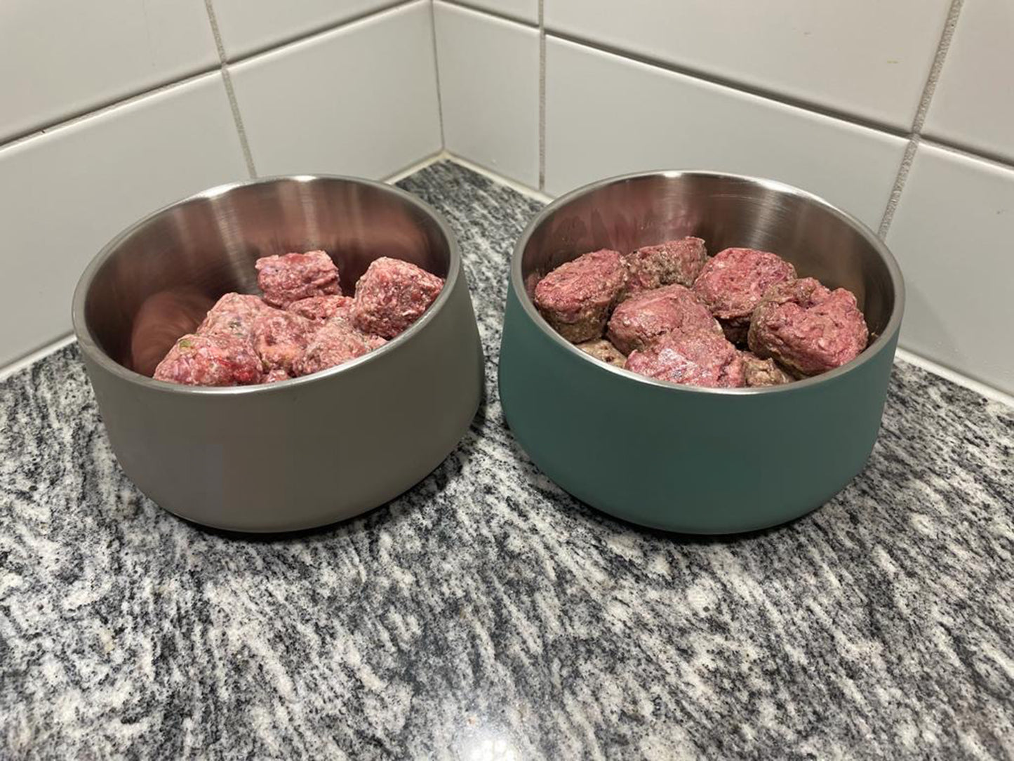 Frozen complete beef and fermented vegetable dog food