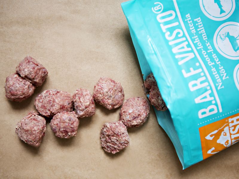 Frozen complete feed of beef, reindeer, and salmon | puppy